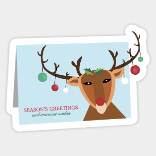 Reindeer Christmas Card Sticker